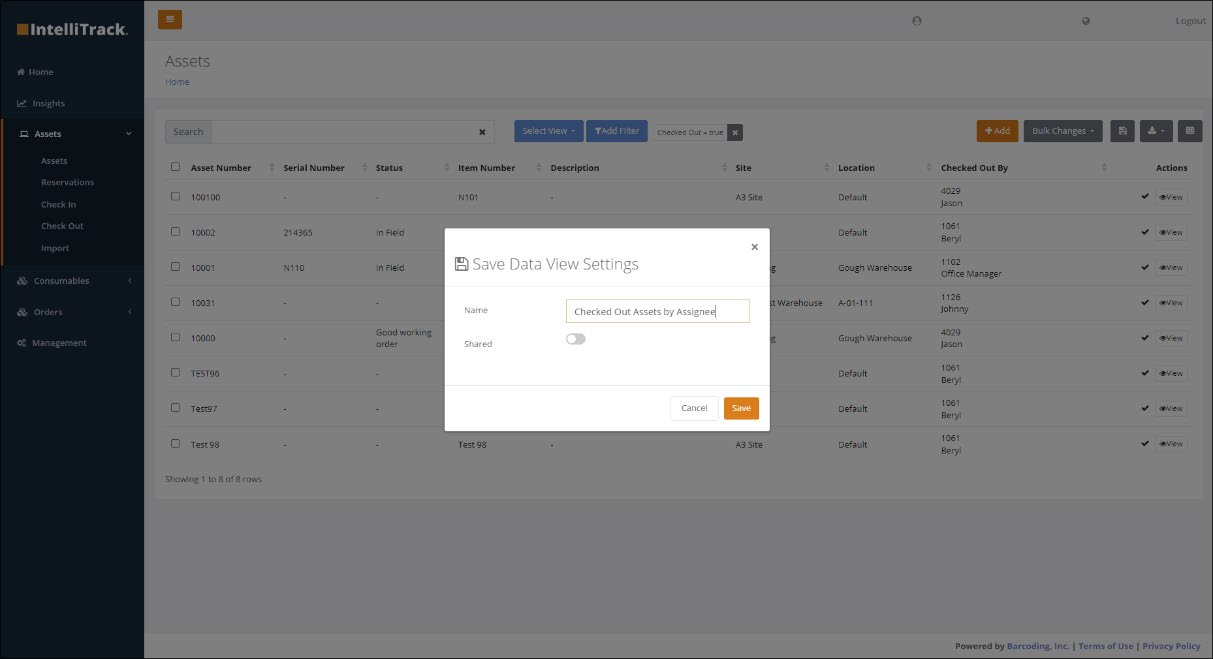 Saving a custom data view