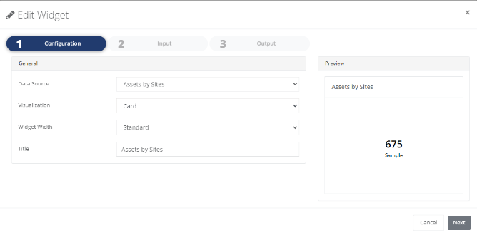 Dashboard visualization: card KPI