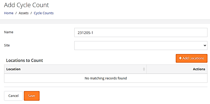 Add Cycle Count page