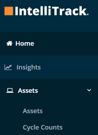 Cycle Counts menu item under Assets
