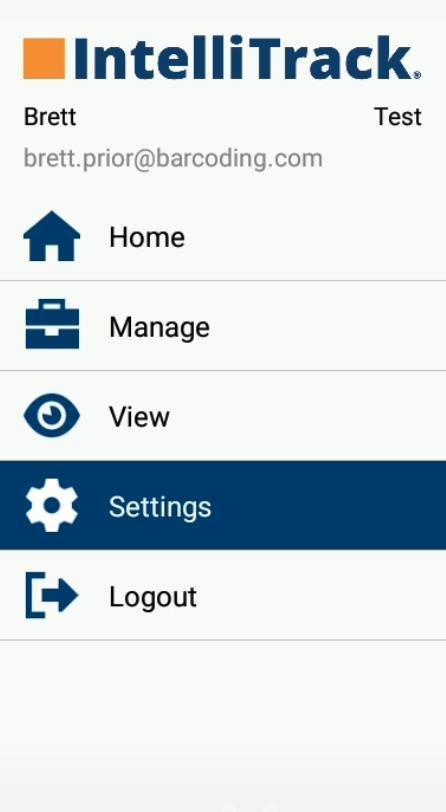 Mobile application Settings menu
