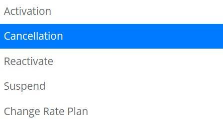 SIM Card Action options list